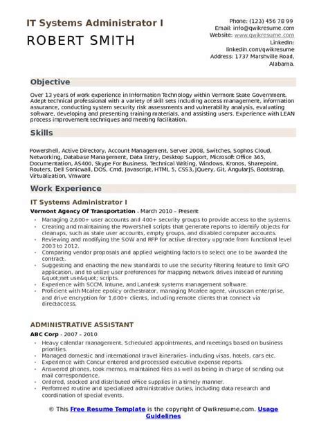 System Admin Resume Examples に対する画像結果