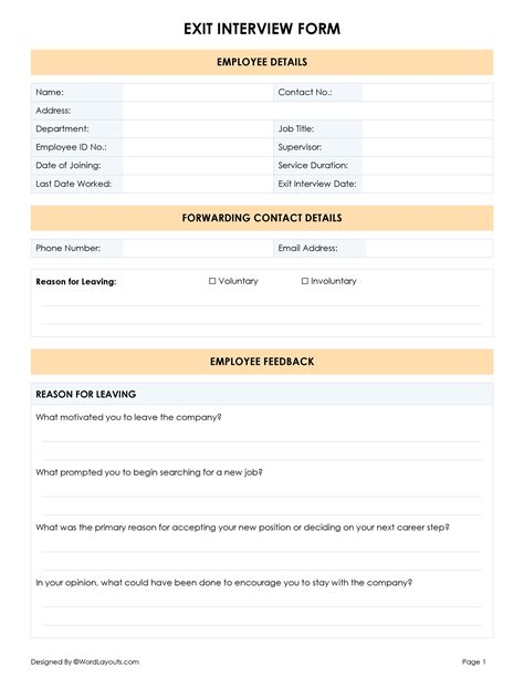 Image result for Exit Interview Form Sample
