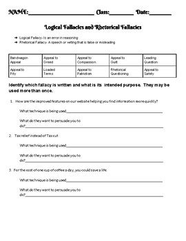 Toradh íomhá ar Logical Fallacies Worksheet