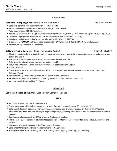 Scodeen Software Testing Resume に対する画像結果