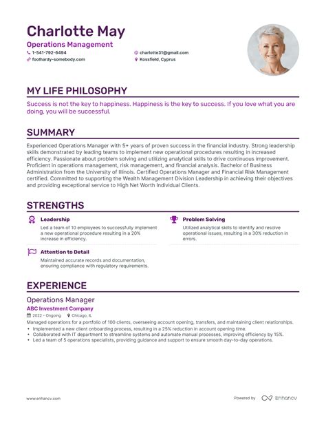 Image result for Example of Operations Management Resume