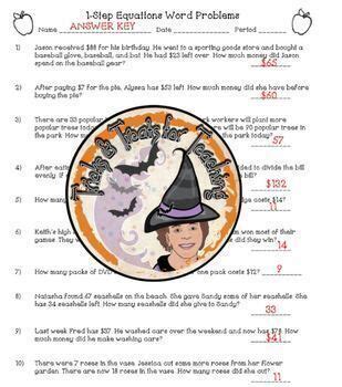 1 Step Word Problem Worksheet に対する画像結果