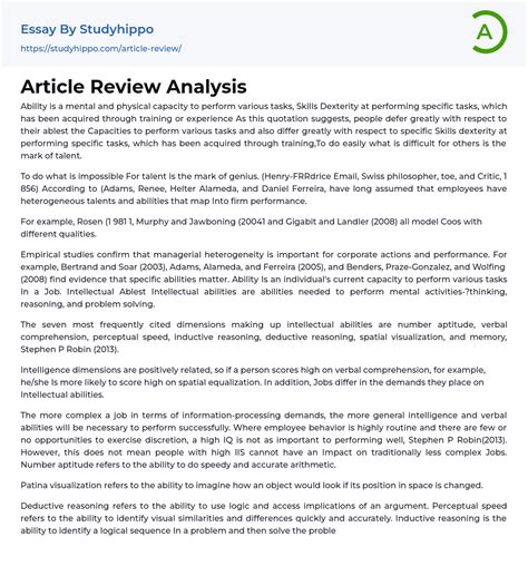 Image result for Article Review Example