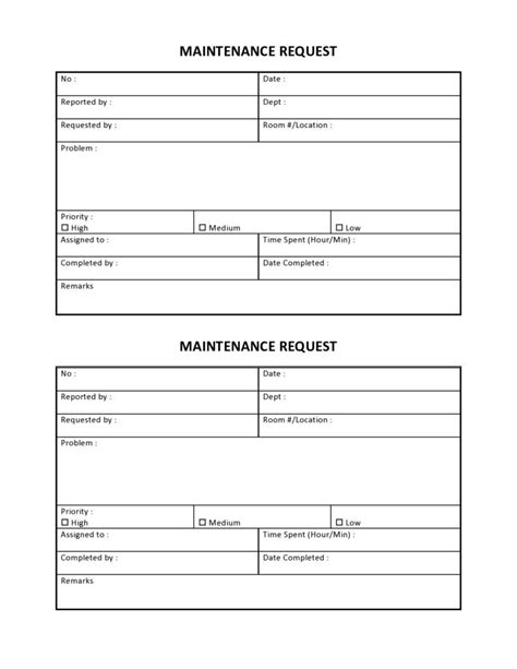 Image result for Facility Maintenance Request Form