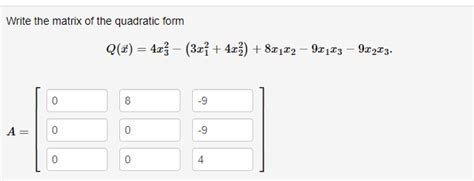 Image result for Example of Quadratic Form of Matrix