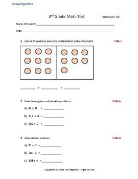 Image result for Math Tests for 3rd Graders Printable