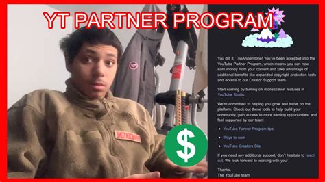 Toradh íomhá ar YouTube Partnership Program Sign Up