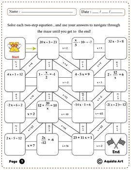 Multi-Step Equations Worksheet Maze に対する画像結果