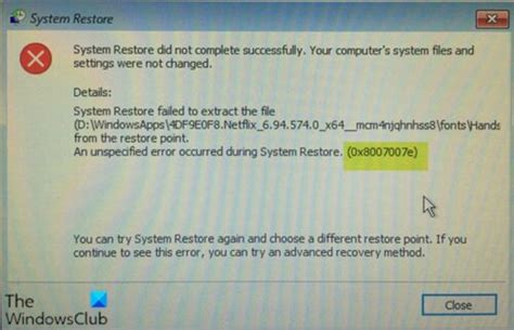 Image result for System Restore Error