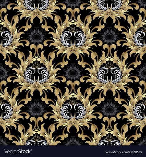 Baroque seamless pattern gold wallpaper Royalty Free Vector