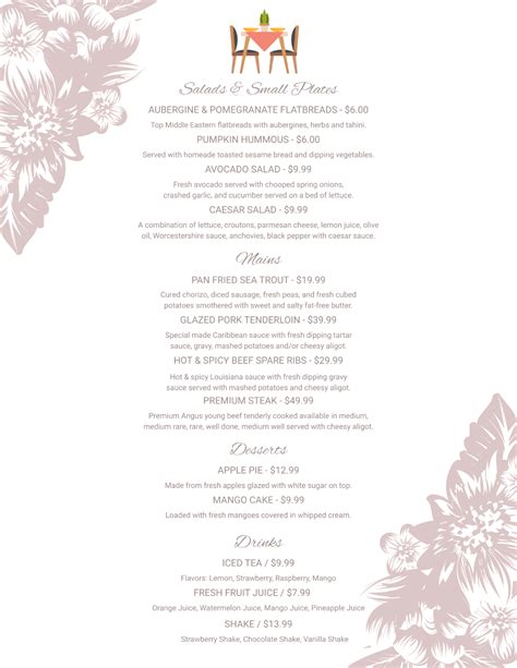 Toradh íomhá ar Fine Dining Menu Examples