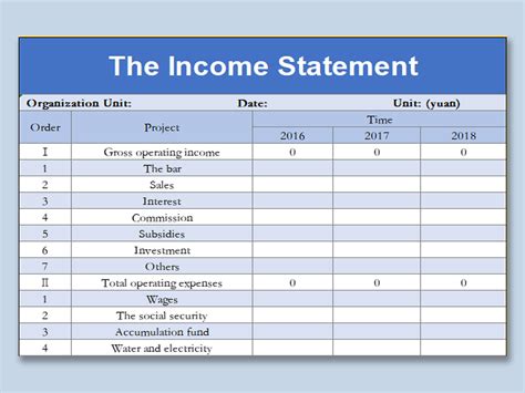 Résultat d’images pour Income Statement Format Excel