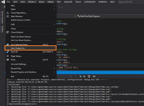 Toradh íomhá ar Visual Studio Extensions Output Window