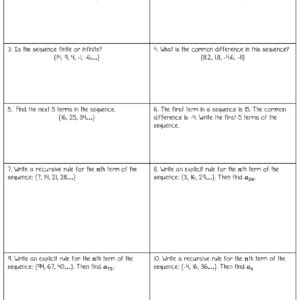 Toradh íomhá ar arithmetic sequence worksheets