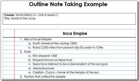 Image result for Note Taking Methods the Outline Method