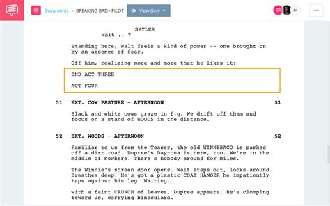 Toradh íomhá ar Example of a TV Script