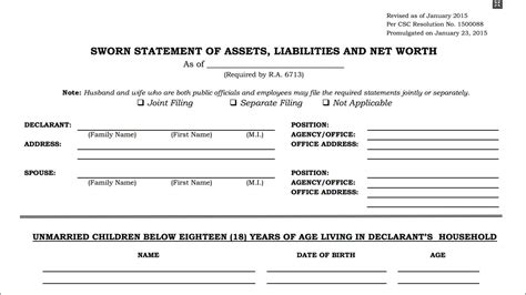 Image result for SALN Form Example