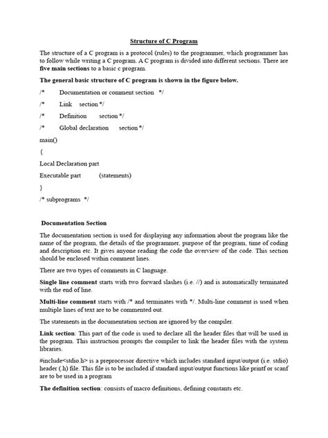 Image result for Structure of a C Program