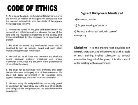 Image result for Code of Conduct Security Guard