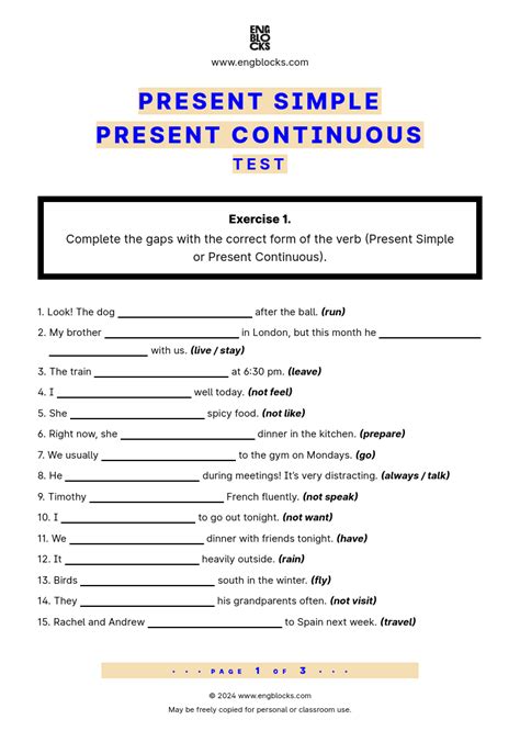 Toradh íomhá ar Present Simple Test