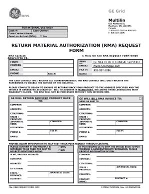 Return Material Authorization Form に対する画像結果