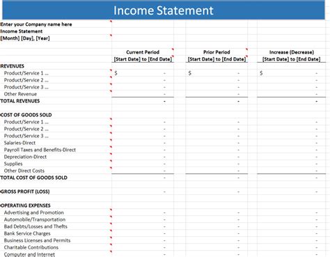 Image result for Income Statement Excel