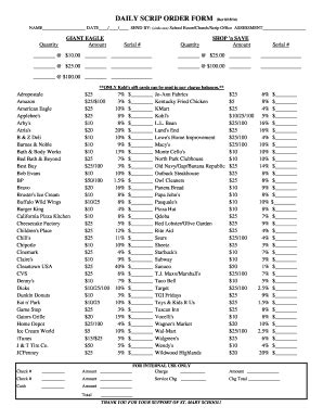 Image result for Scrip Order Form