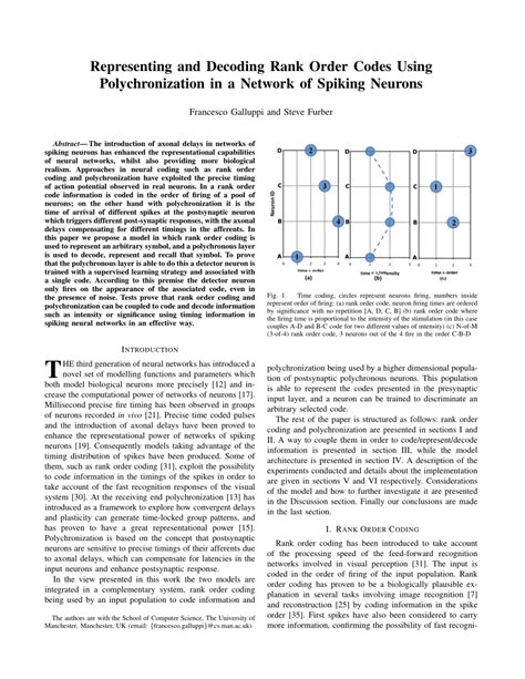 Image result for Rank Order Coding Neural Network