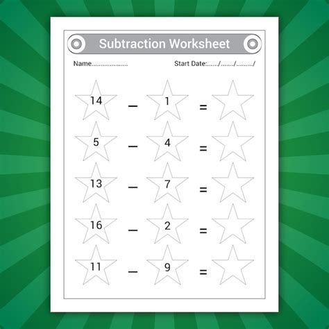 Toradh íomhá ar Subtraction Fishing Worksheet