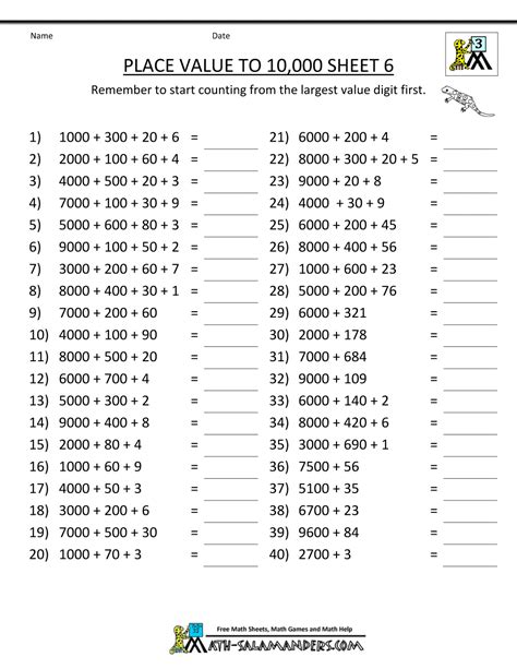 Image result for 3rd Grade Math Worksheets Place Value