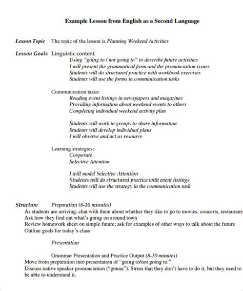 Toradh íomhá ar Simple Lesson Plan Template