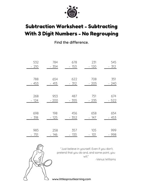 Image result for Subtracting 3-Digit Numbers Worksheet
