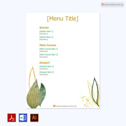 Toradh íomhá ar Menu Template Examples