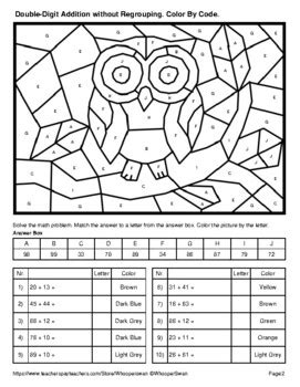 Double-Digit Addition Worksheets Color に対する画像結果