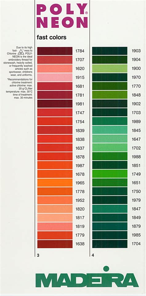 Toradh íomhá ar Madeira Embroidery Thread Color Chart