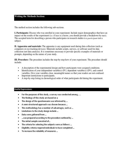 Image result for Methods Section Formatting