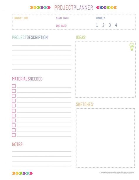 Image result for Printable Project Planner