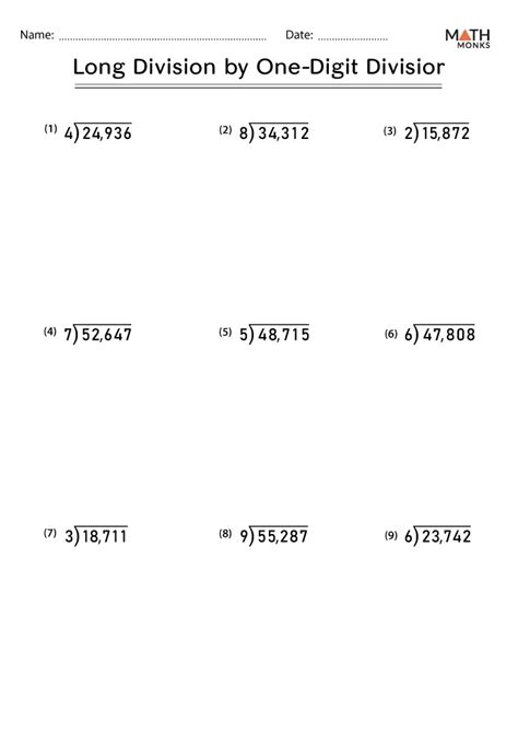 Math Worksheet Adding and Subtracting Long Division に対する画像結果