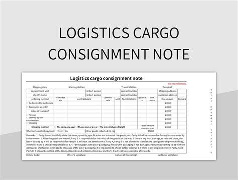 Image result for Consignment Note Example Air