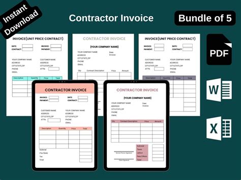 Image result for Printable Contractor Invoice