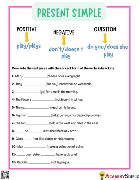 Afbeeldingsresultaten voor Present Simple Pattern