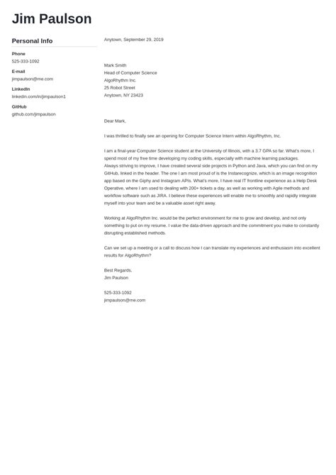 Image result for Computer Science Cover Letter Sample