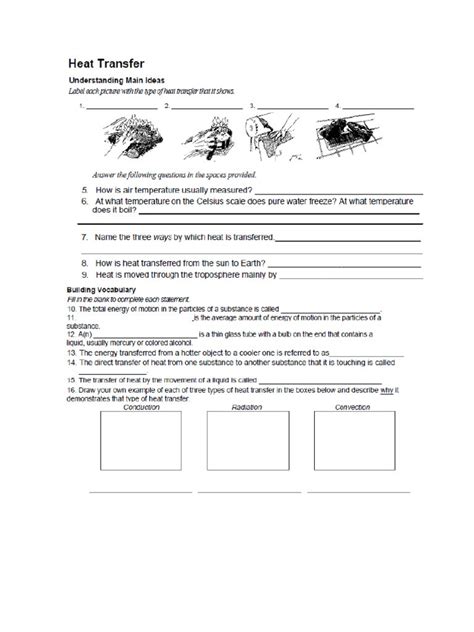 Image result for Heat Transfer Activity Worksheet with Answer Key