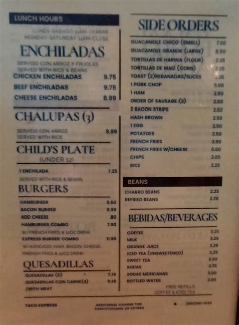 Image result for Taco Express Menu