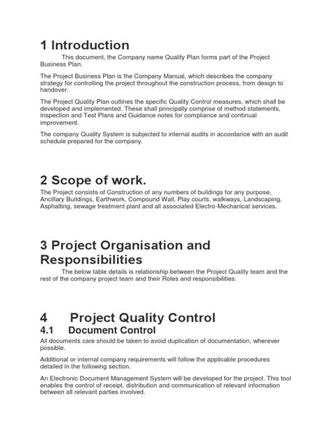 Image result for Project Quality Plan Template Electrical Engineering