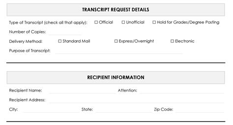 Toradh íomhá ar Transcript Request Form Template