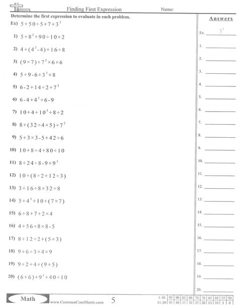 Image result for Order of Operations Worksheet for Grade 6