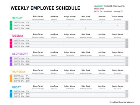 Image result for Weekly Employee Shift Schedule Template