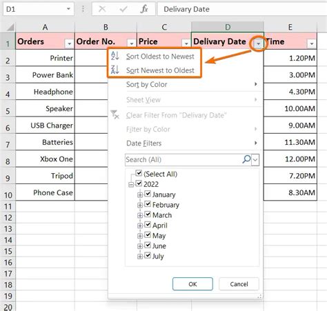 Image result for Sort Excel Column by Date