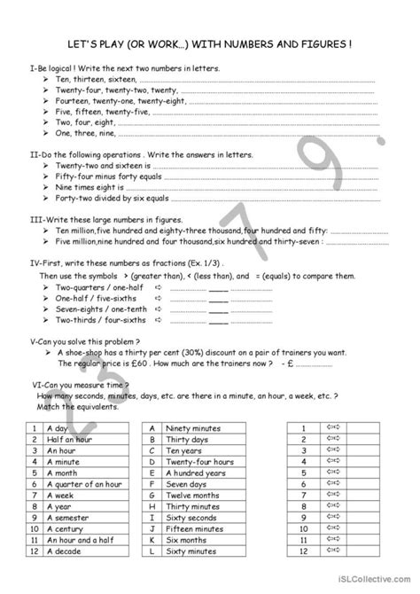 Image result for ESL Math Worksheets